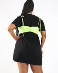 Matte Pu Bra Overlay T Shirt Dress