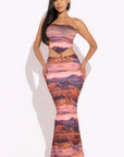 Printed Tube Top And Maxi Skirt