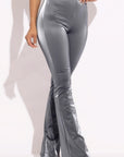 Velvet Pu Flared Pants