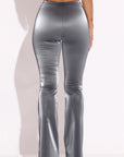 Velvet Pu Flared Pants