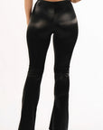 Velvet Pu Flared Pants
