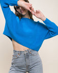 Wool Blend Cropped Sweater Top