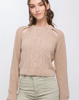 Knit Pullover Sweater With Cold Shoulder Detail