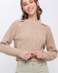 Knit Pullover Sweater With Cold Shoulder Detail