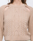 Knit Pullover Sweater With Cold Shoulder Detail