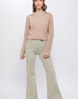 Knit Pullover Sweater With Cold Shoulder Detail