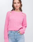 Knit Pullover Sweater With Cold Shoulder Detail