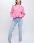 Knit Pullover Sweater With Cold Shoulder Detail