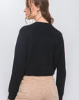 Knit Pullover Sweater With Cold Shoulder Detail