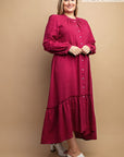 Plaid Button Down Hi - Low Hem Maxi Dress
