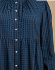 Plaid Button Down Hi - Low Hem Maxi Dress