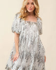 Sequin Babydoll Mini Dress