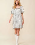 Sequin Babydoll Mini Dress