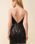 Fringe Sequin Bra Top Bodycon Party Dress