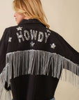 Howdy Sequin Fringe And Star Patches Jacket