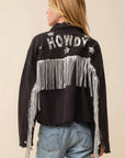 Howdy Sequin Fringe And Star Patches Jacket
