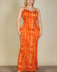 Plus Size Tie Dye Printed Cami Bodycon Maxi Dress
