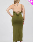 Plus Size Crisscross Back Split Thigh Maxi Dress