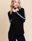 Long Sleeve Solid Mock Neck Casual Top