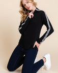 Long Sleeve Solid Mock Neck Casual Top