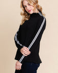Long Sleeve Solid Mock Neck Casual Top