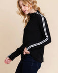 Long Sleeve Solid Mock Neck Casual Top