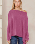 Solid Diamond Rib Printed Dolman Top