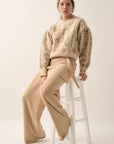 Floral Round Neck Long Sleeve Relax Fit Sweater