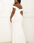 Pearl Bead Off The Shoulder Plus Size Maxi Dress