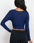 Ribbed Wrap Front Long Sleeve Top