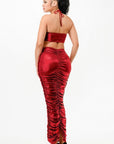 Metallic Rushed Halter Dress