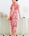 Deep V-neck Pleats Midi Dress