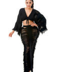 Distressed Long Skirt Set
