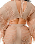 Distressed Long Skirt Set
