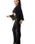 Distressed Long Skirt Set
