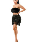 Fringe Metallic Skirt