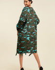 Camouflage Printed Midi Dress With Rings