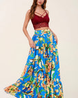 Printed Maxi Skirt With Pockets