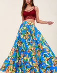 Printed Maxi Skirt With Pockets