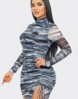 Print Mesh Mini Dress