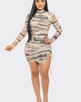 Print Mesh Mini Dress