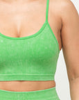 Washed Seamless Basic Tank Top And Shorts Set