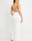 Sequin Back-crisscross Tie Slit Dress