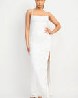 Sequin Back-crisscross Tie Slit Dress
