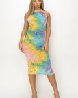Velvet Burn Out Pattern Sexy Midi Dress