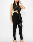 Faux Leather Top Pants Set