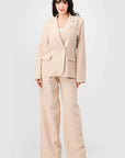 Luxe Stretch Woven Loose Fit Blazer And Wide Legs Pants Semi Formal Set