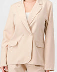 Luxe Stretch Woven Loose Fit Blazer And Wide Legs Pants Semi Formal Set