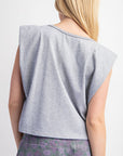 Sleeveless Crop Top With Shoulder Pads