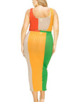 Plus Sleeveless Color Block 2 Piece Skirt Set